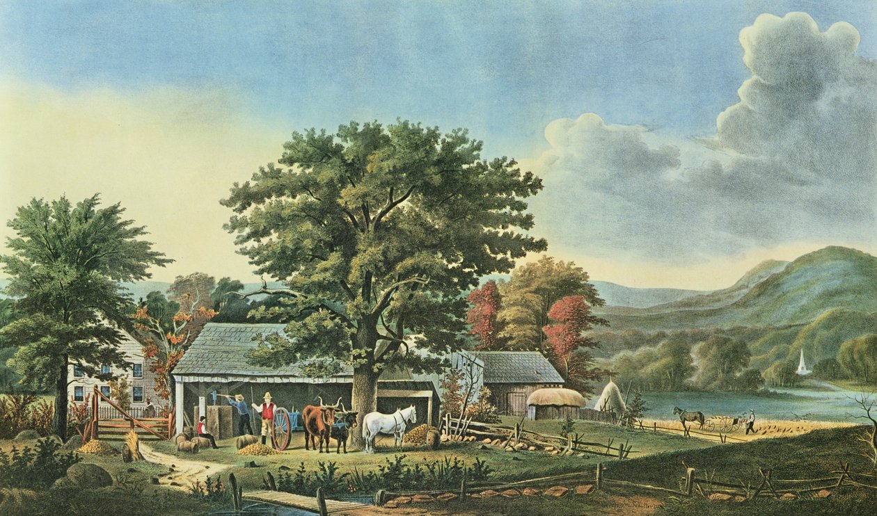 Höst i New England - Cidertillverkning, 1866 av N. and Ives, J.M. Currier