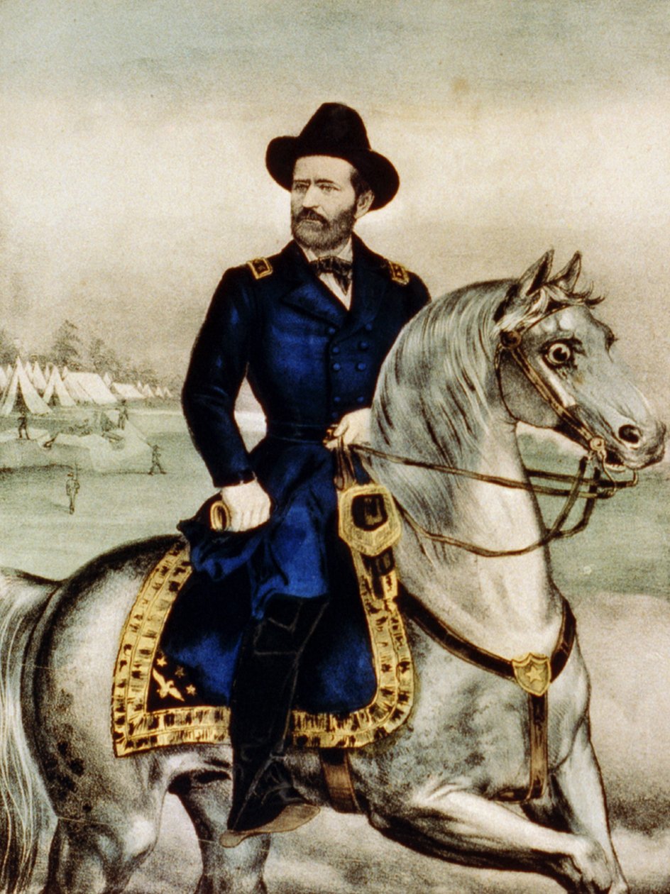 Generallöjtnant Ulysses S. Grant, 1880 (handkolorerad litografi) av N. and Ives, J.M. Currier