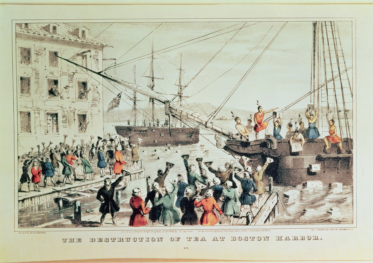 The Boston Tea Party, 1846 (tryck) av N. and Ives, J.M. Currier