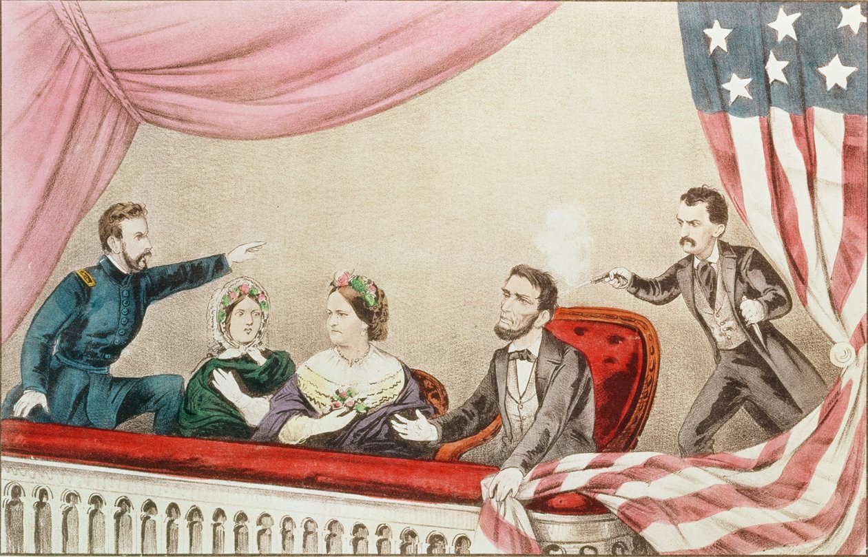 Mordet på Abraham Lincoln av N. and Ives, J.M. Currier