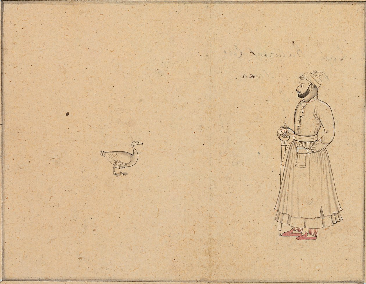 Raja Balwant Dev Singh och en svan, ca 1750-55 av Nainsukh