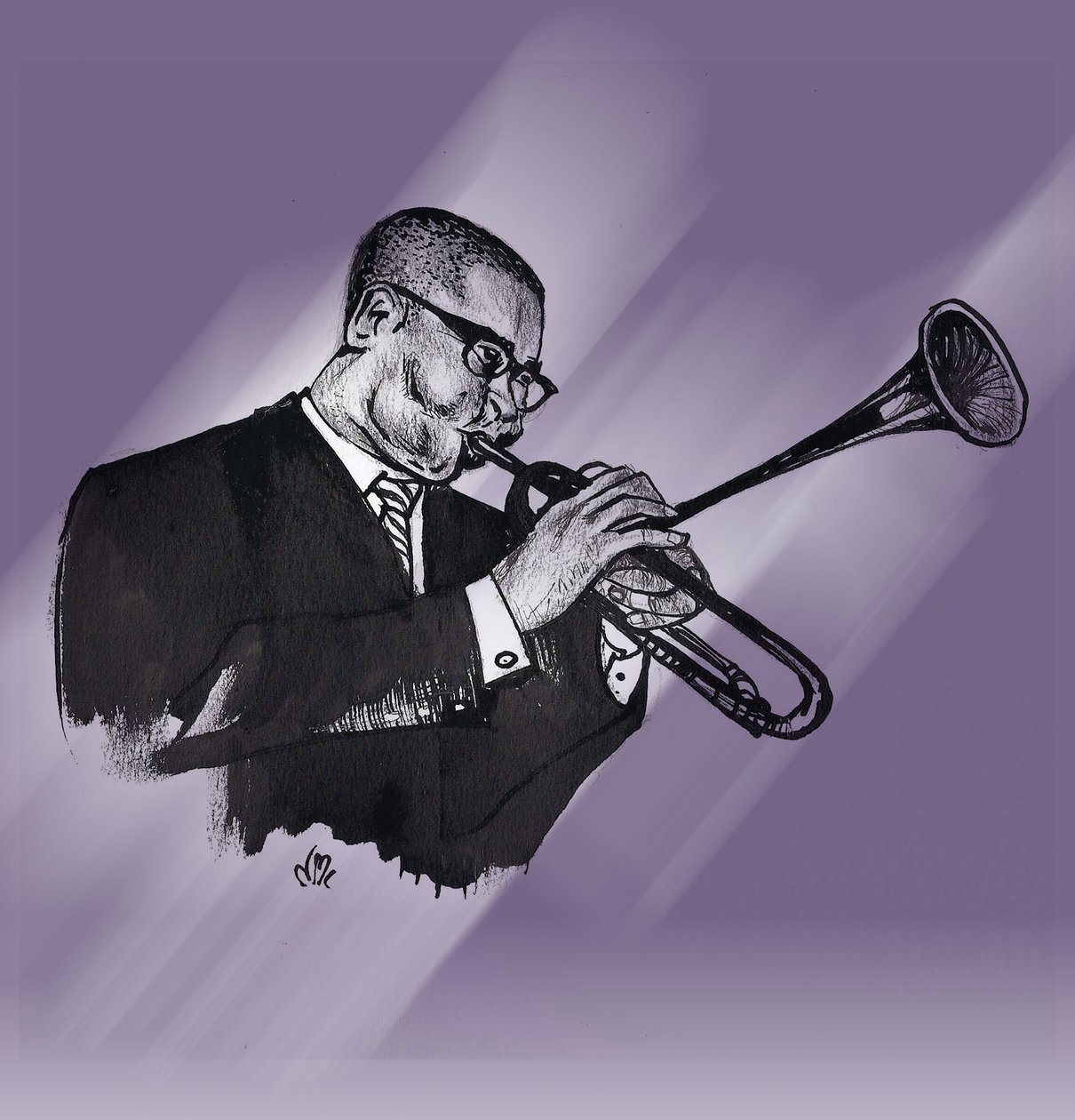 Dizzy Gillespie, 2021 (teckning) av Nancy Moniz Charalambous