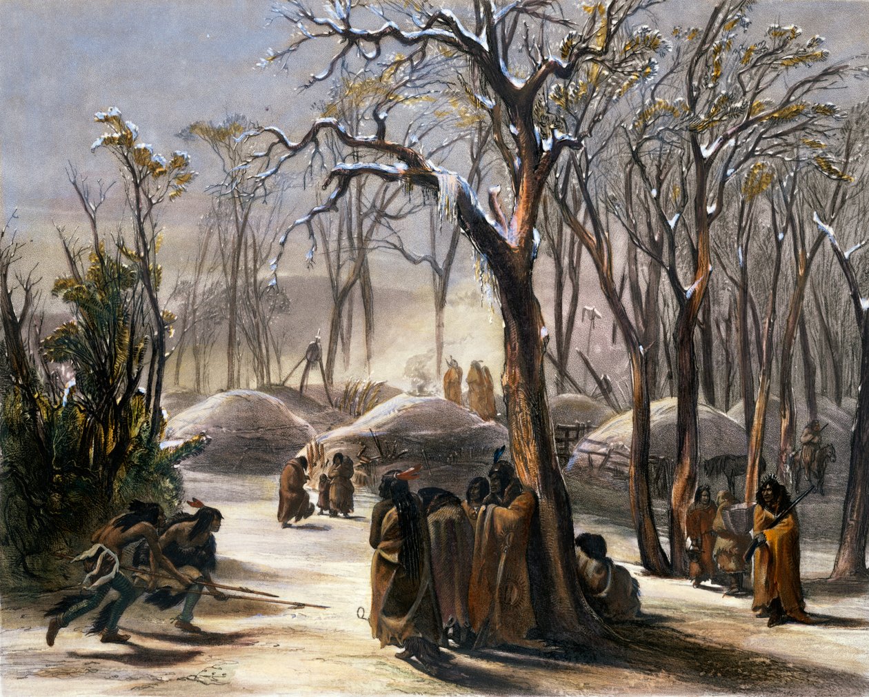 "Minatarres vinterby", 1843 av Narcisse Desmadryl
