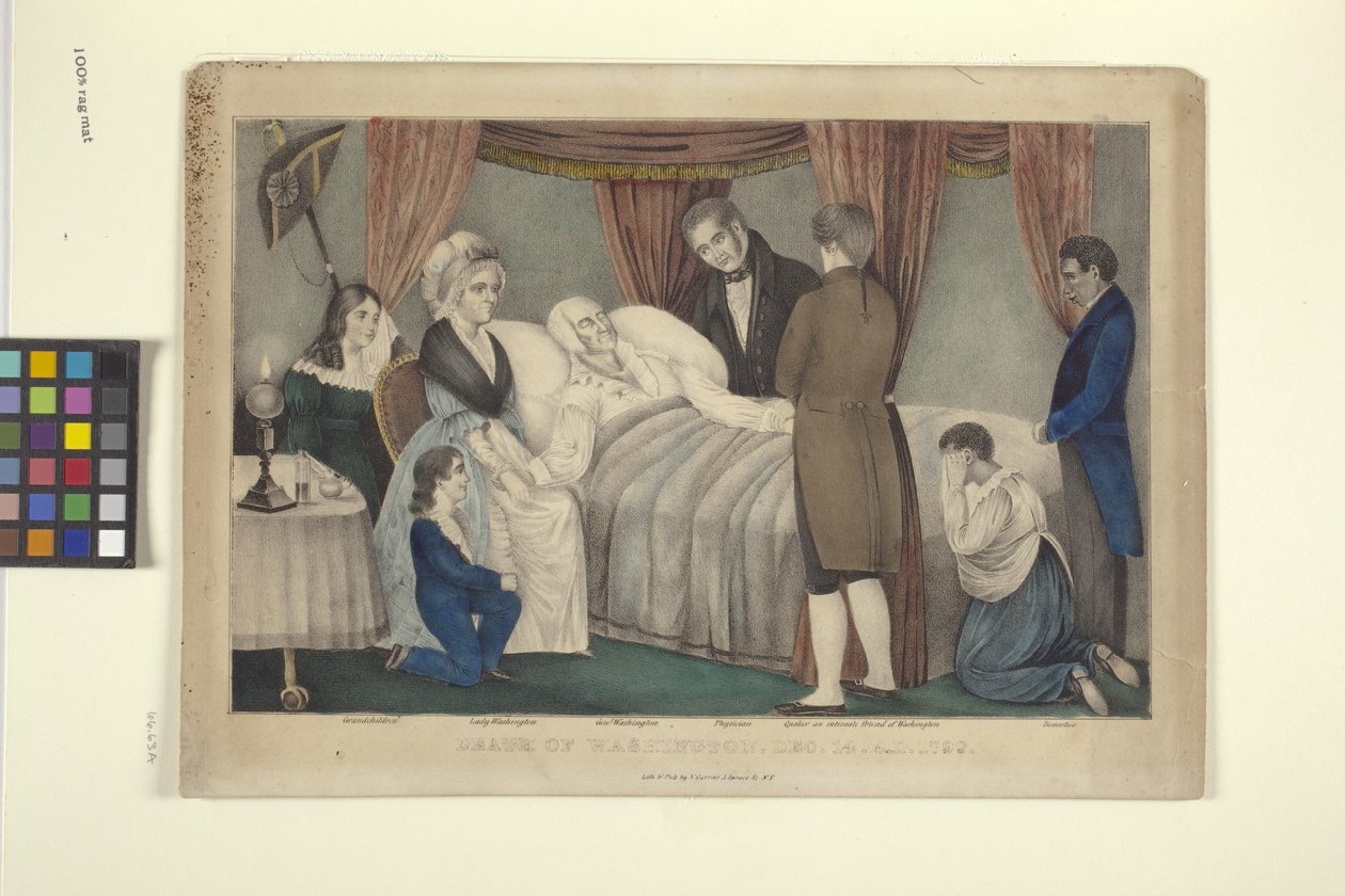 Death Of Washington (handfärgad litografi) av Nathaniel Currier