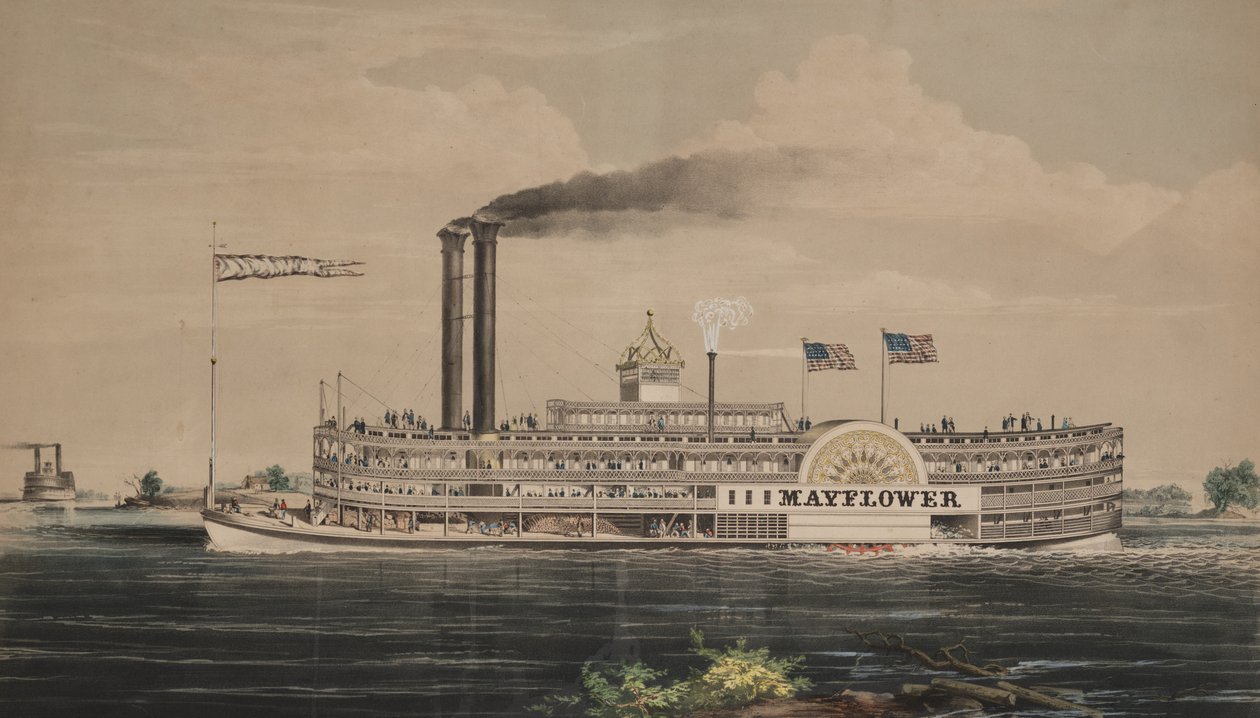 Högtryck ångbåt Mayflower av Nathaniel Currier
