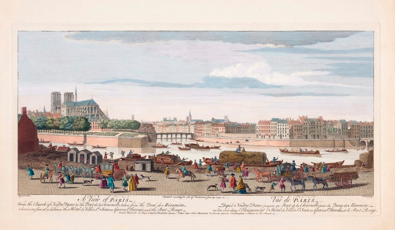 1700-talsvy över Paris, Frankrike (gravyr) av Nathaniel Parr