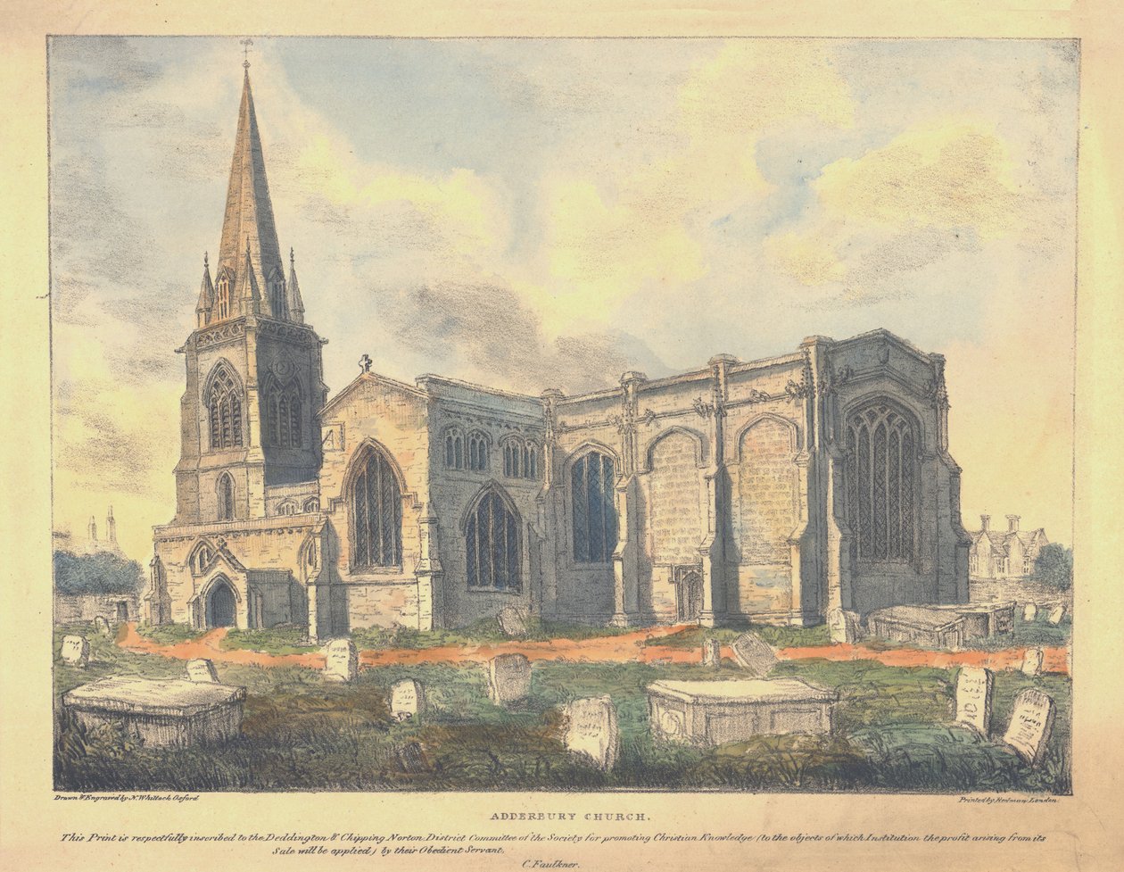Adderbury kyrka, c1830. av Nathaniel Whittock
