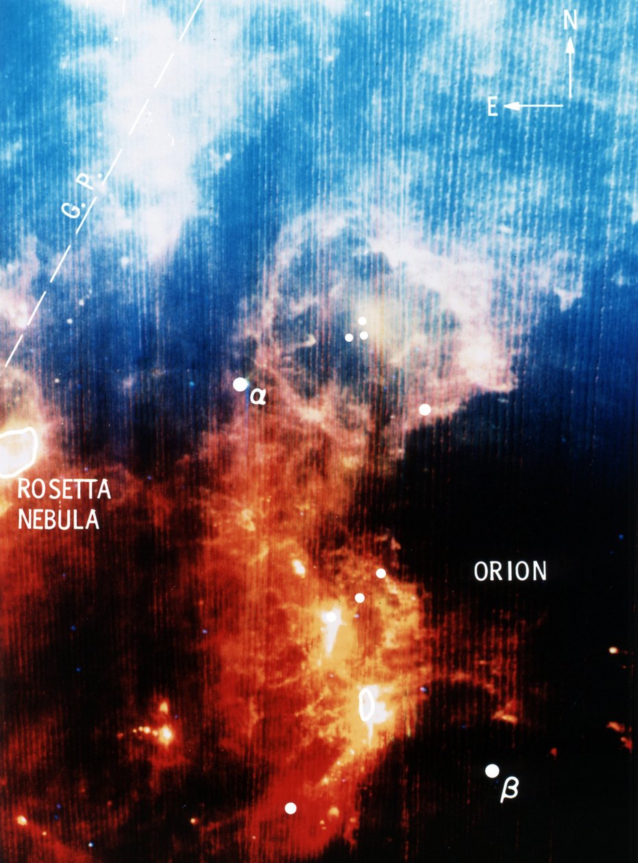 Infraröd vy av konstellationen Orion. NASA fotografi av National Aeronautics and Space Administration National Aeronautics and Space Administration
