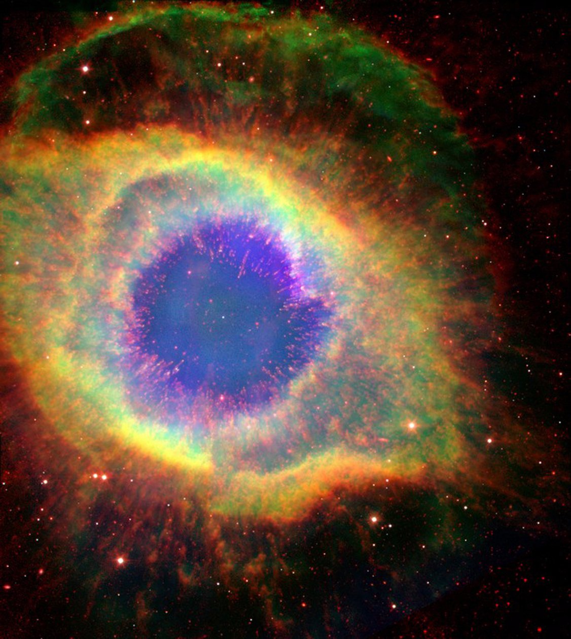 Helixnebulosan (NGC 7293), ibland kallad Guds öga, en stor planetarisk nebulosa i stjärnbilden Vattumannen. Kredit: NASA. av National Aeronautics and Space Administration National Aeronautics and Space Administration