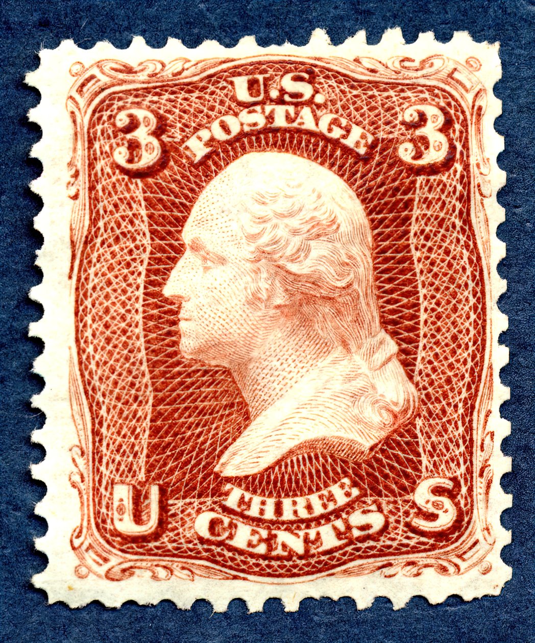 3c Washington återutgiv singel, 1875. av National Bank Note Company