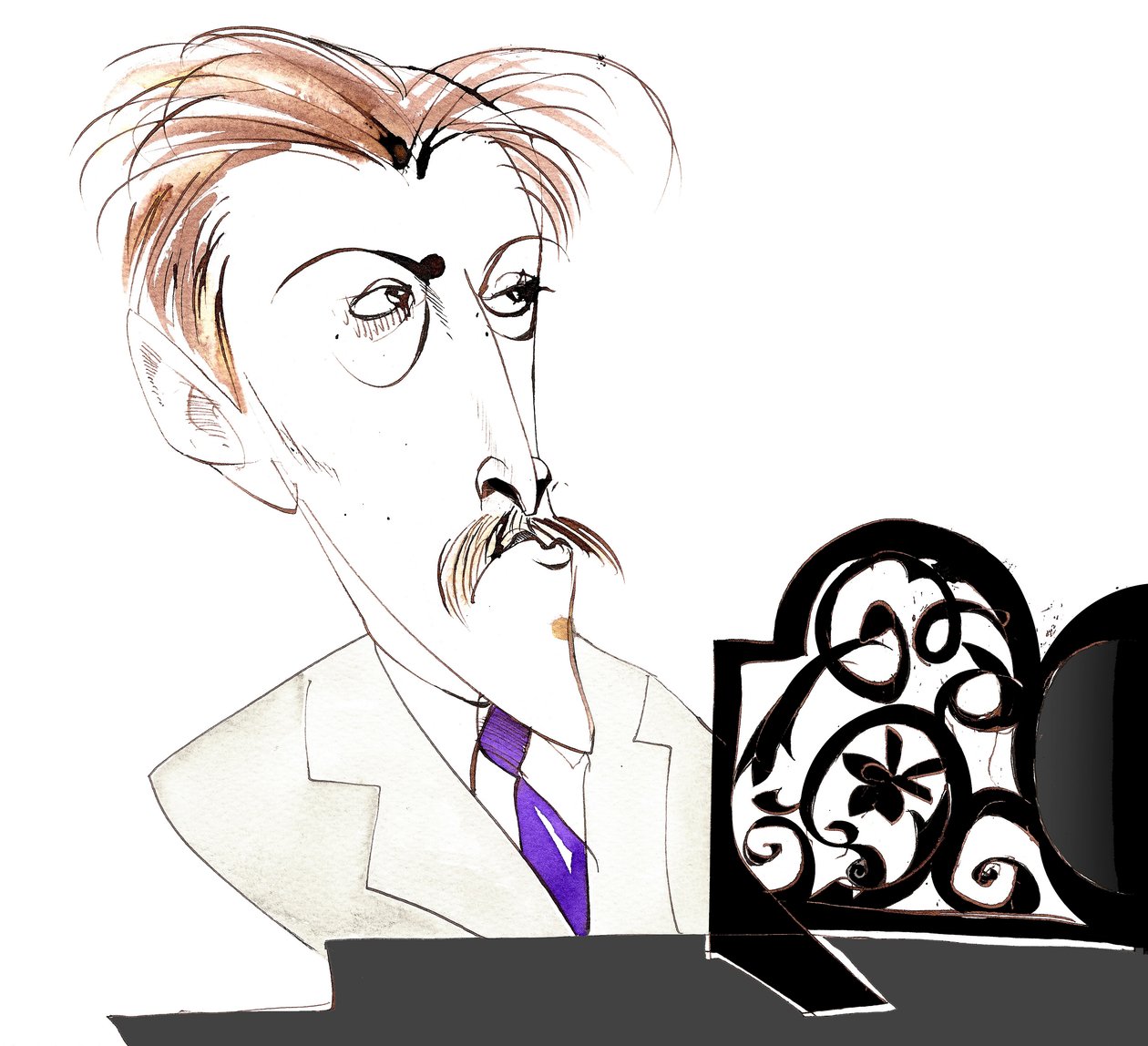 Arthur Bliss - engelsk kompositör och dirigent (1891-1975); karikatyr av Neale Osborne