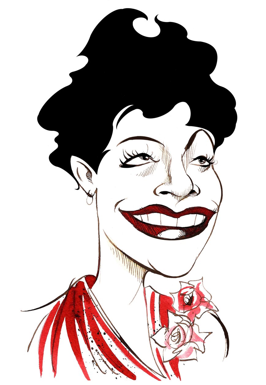 Ella Fitzgerald, amerikansk jazzsångerska, (1917 - 1996) karikatyr av Neale Osborne