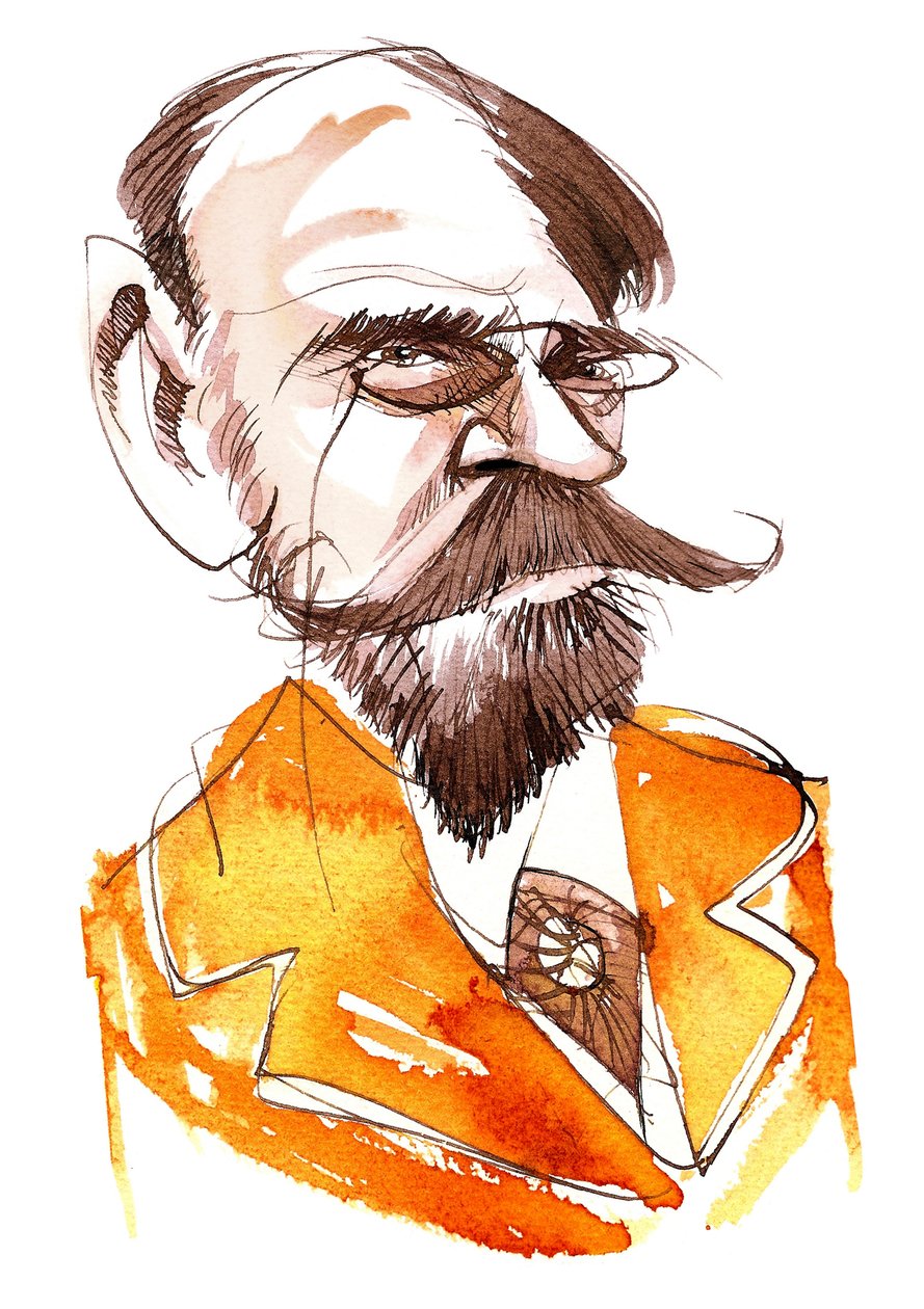 franska romanförfattaren Emile Zola (1840-1902); karikatyr av Neale Osborne