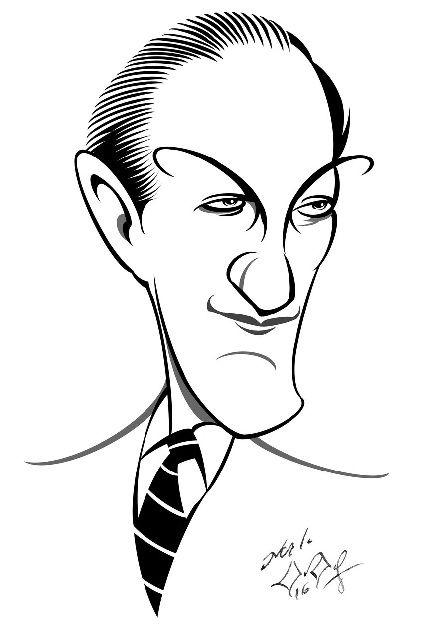 George Gershwin, amerikansk kompositör, låtskrivare och pianist (född Jakob Gershwin), (1898 - 1937) karikatyr av Neale Osborne