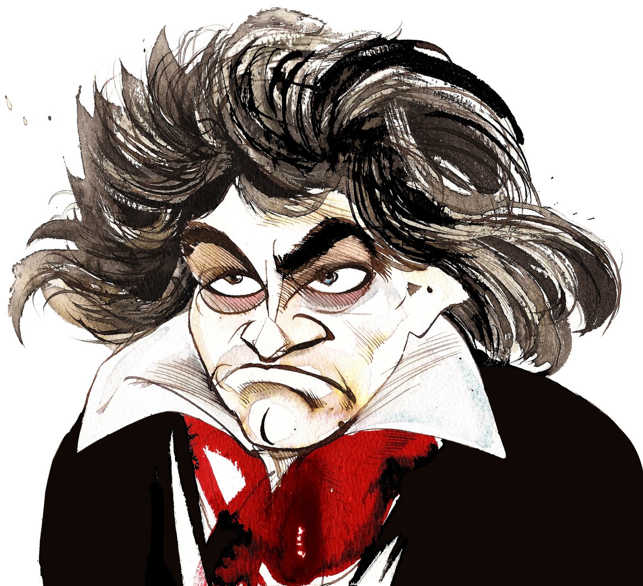 tysk kompositör Ludwig van Beethoven (1770-1827); karikatyr av Neale Osborne