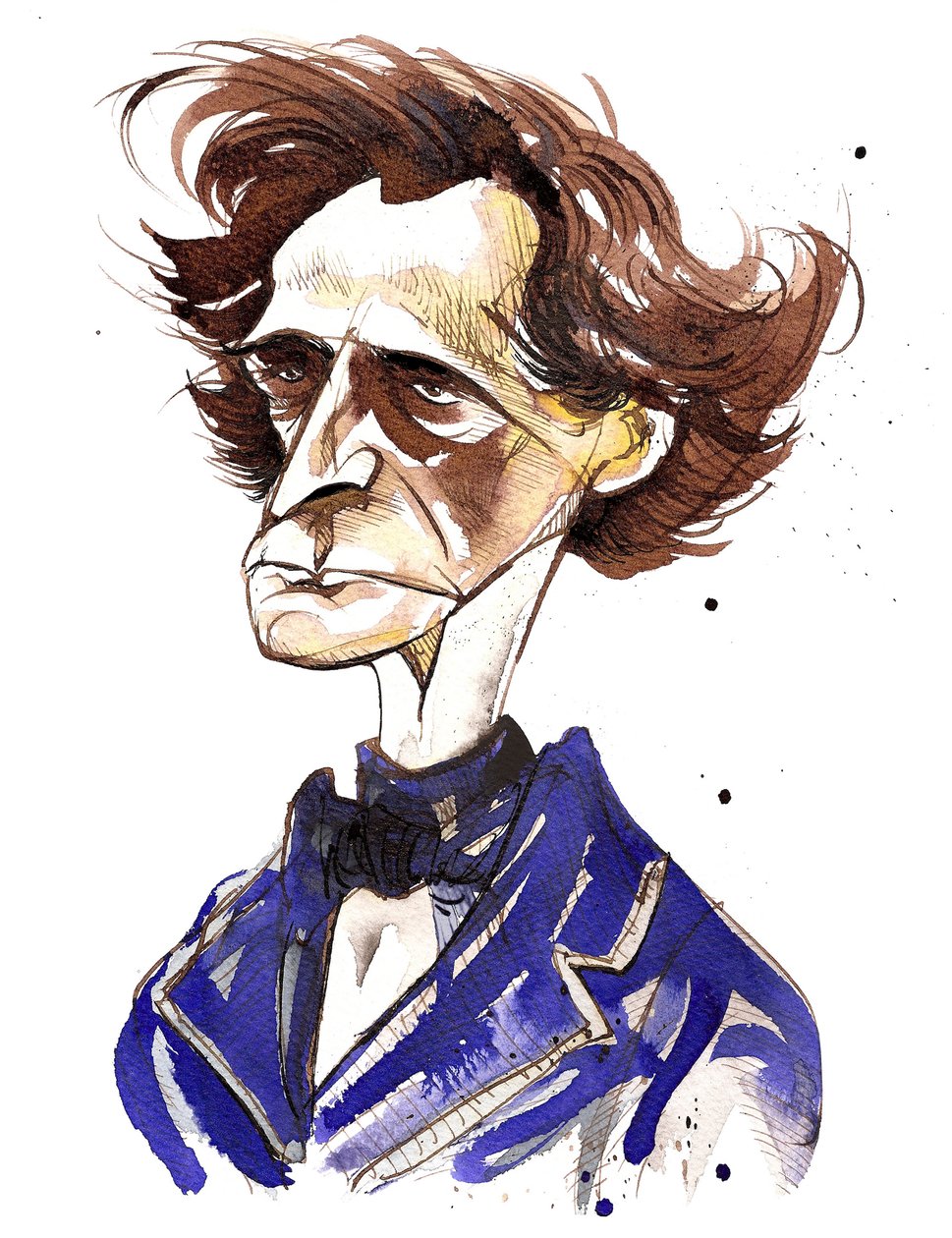 Hector Berlioz (fransk kompositör, 1803-69) färgkarikatyr av Neale Osborne