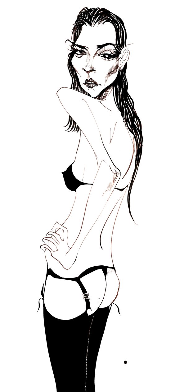 Kate Moss - karikatyr av engelsk modell, född 1974 av Neale Osborne