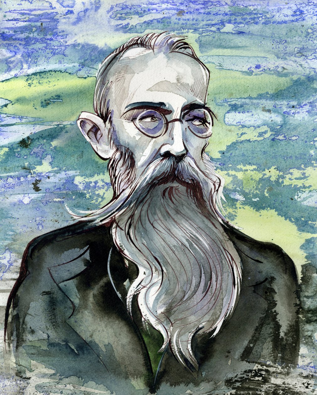 Nikolai Rimsky-Korsakov - karikatyr av den ryska kompositören av Neale Osborne