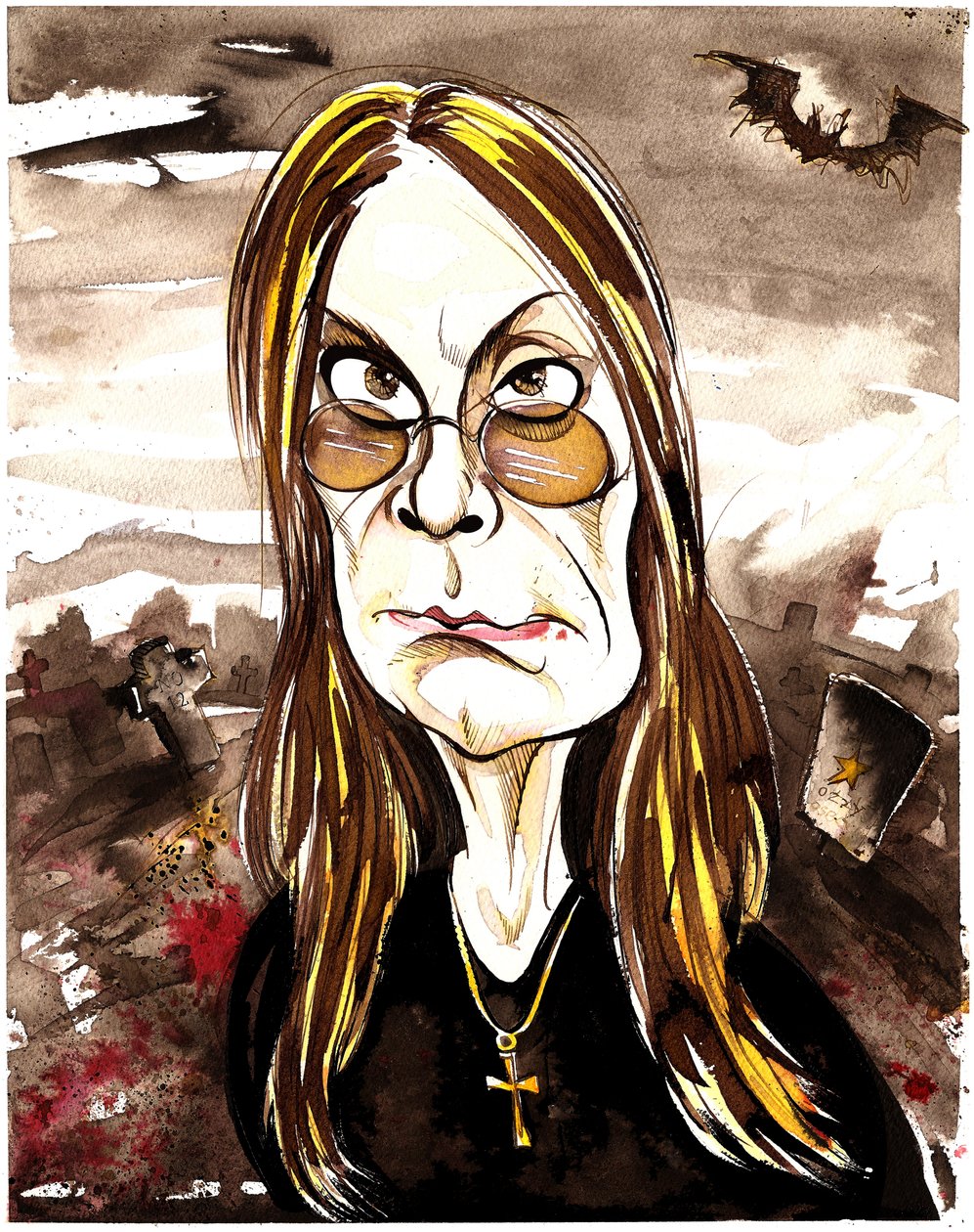 Ozzy Osbourne - färgkarikatyr av Neale Osborne