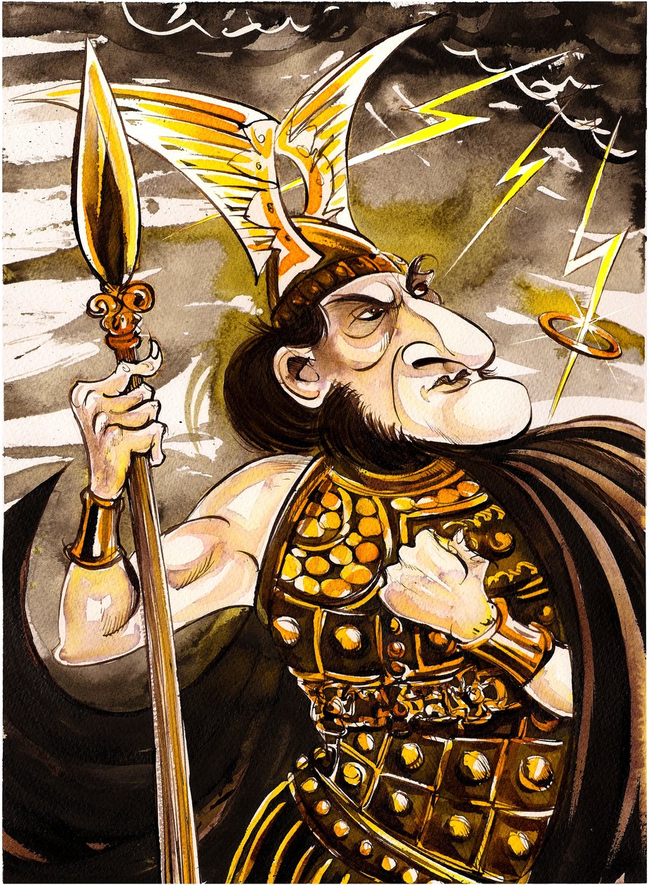 Richard Wagner som Wotan - karikatyr som gudarnas härskare i operacykeln The Ring of the Nibelung (1876) av Neale Osborne