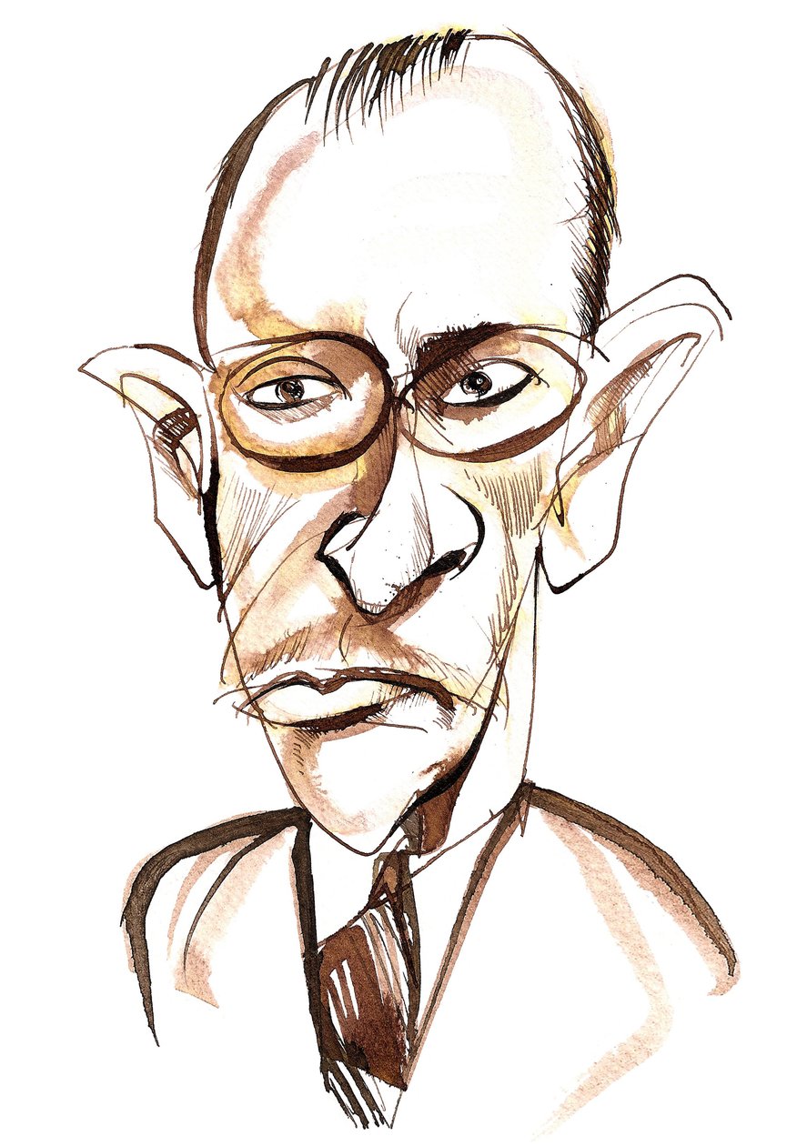 ryskfödd kompositör och dirigent Igor Stravinsky (1882-1971); karikatyr av Neale Osborne