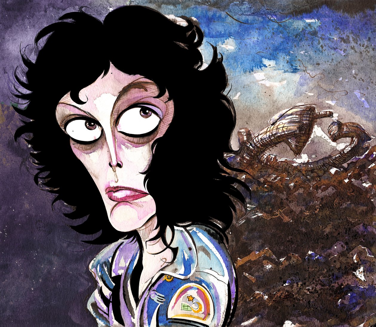 Sigourney Weaver som Ellen Ripley i Alien av Neale Osborne