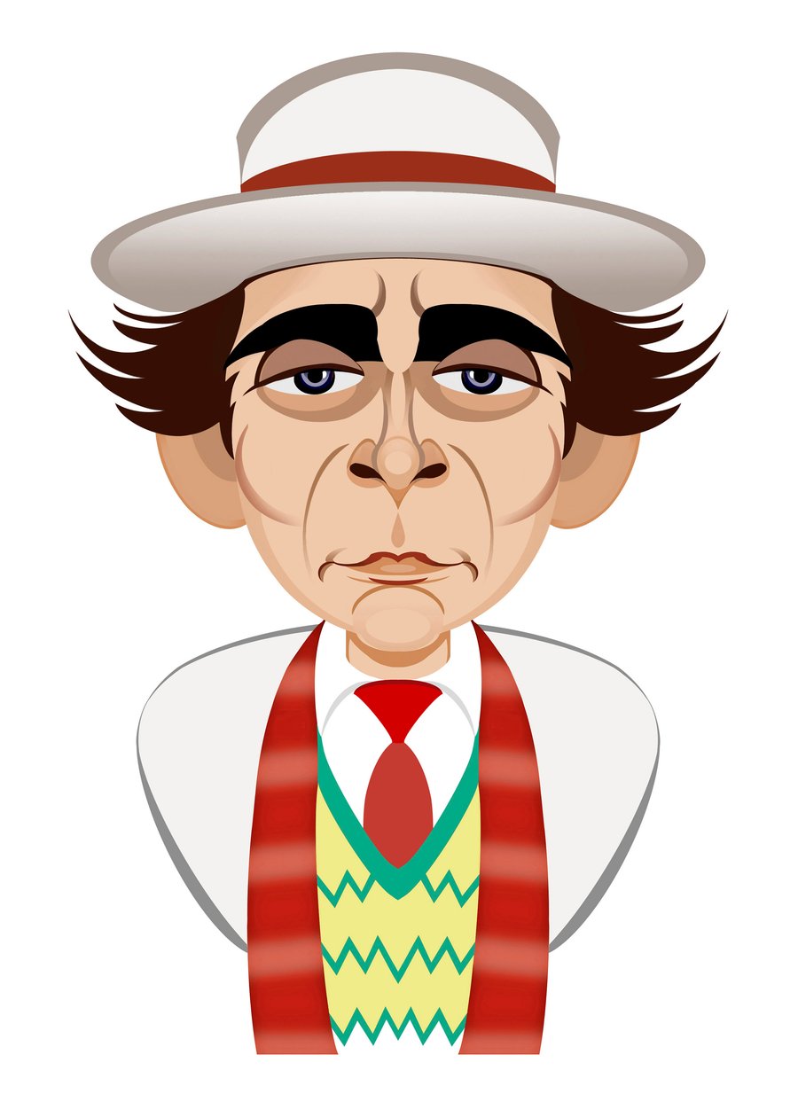 Sylvester McCoy som Doctor Who - karikatyr av Neale Osborne