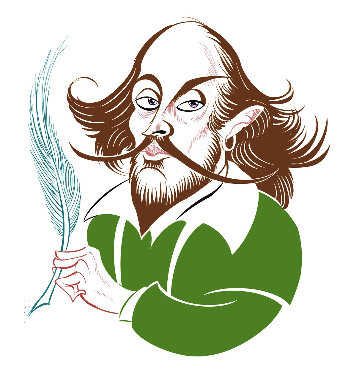 William Shakespeare - karikatyr i färg av Neale Osborne