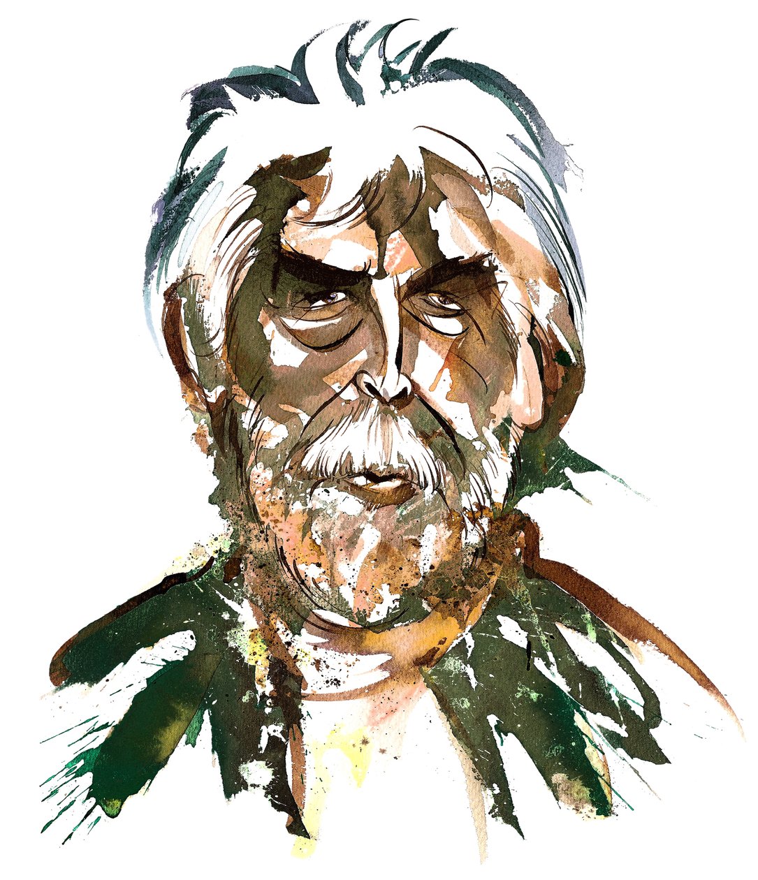 Sir Harrison Birtwistle - karikatyr i färg av Neale Osborne
