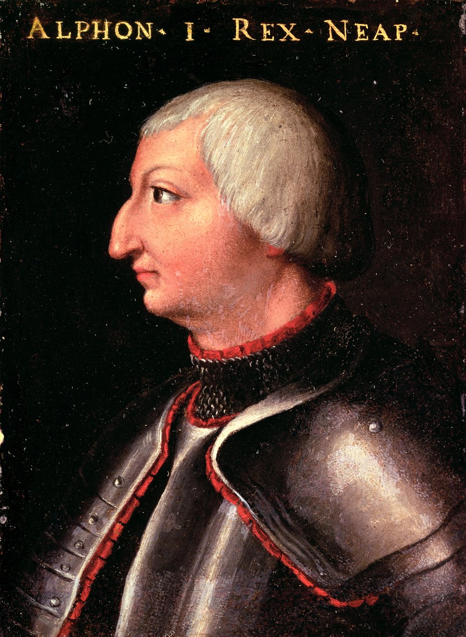 Alfonso V den "Magnanious", kung av Aragon, (Alfonso I av Neapel och Sicilien) (1396-1458) c.1450 (panel) av Neapolitan School