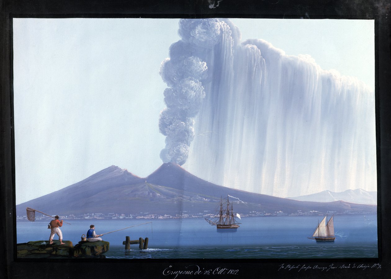 Neapel: Vesuvius utbrott, 26 oktober 1822 (gouache) av Neapolitan School