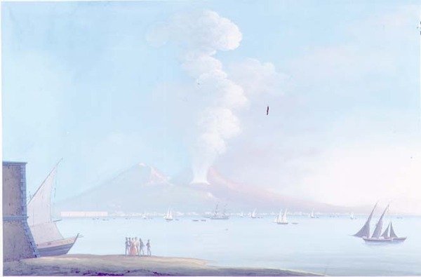 Vesuvius utbrott (gouache) av Neapolitan School