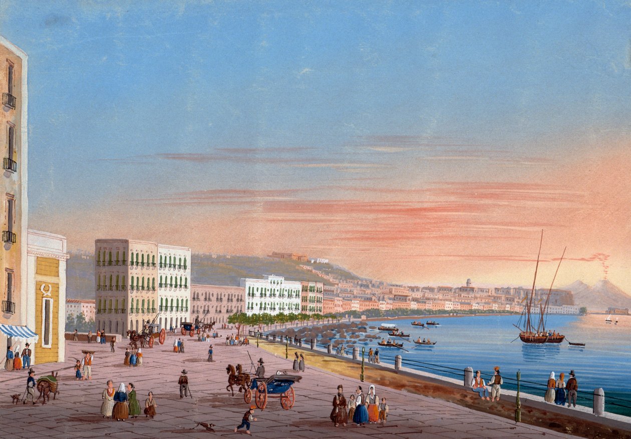 Utsikt över Neapel från Posillipo (gouache) av Neapolitan School