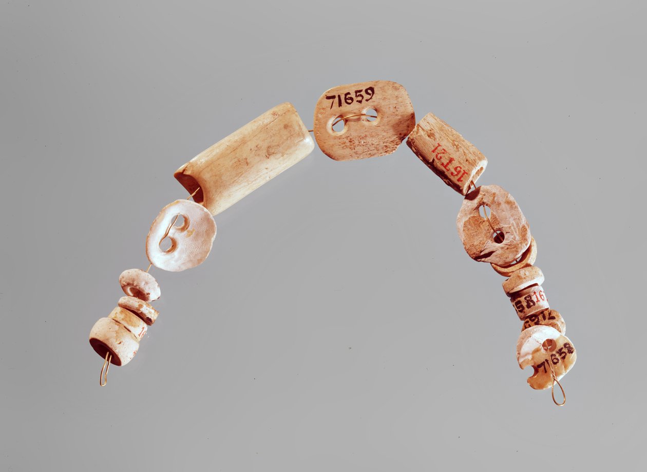 Halsband eller armband, Seine-Oise-Marne Culture, 2800-2000 f.Kr. (ben och kalksten) av Neolithic