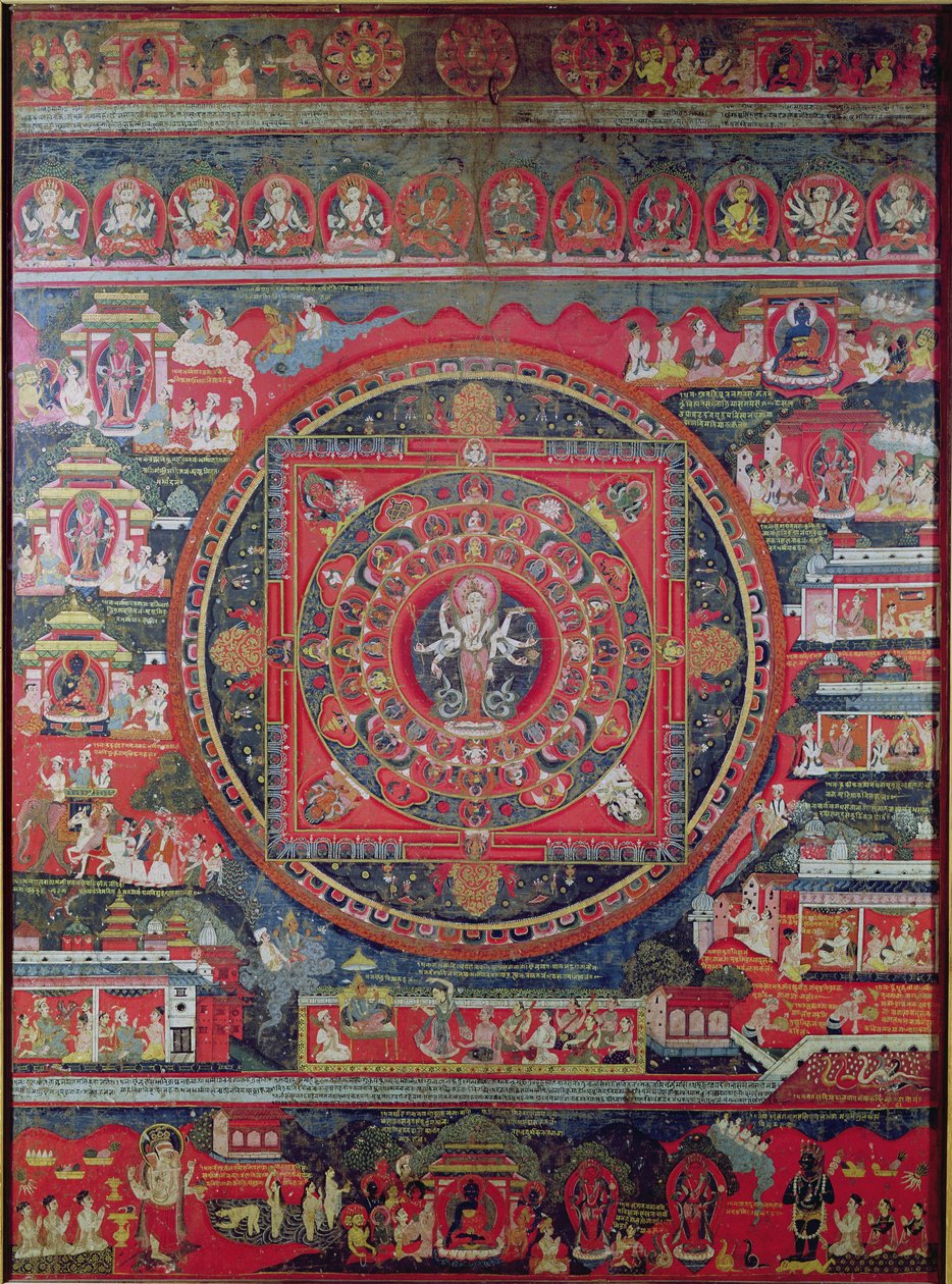 Mandala av Amoghapasa av Nepalese School