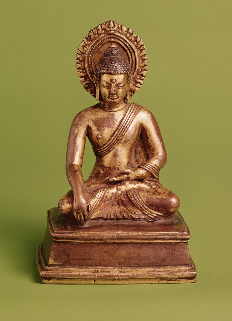 Sittande Buddha (förgylld brons) av Nepalese School
