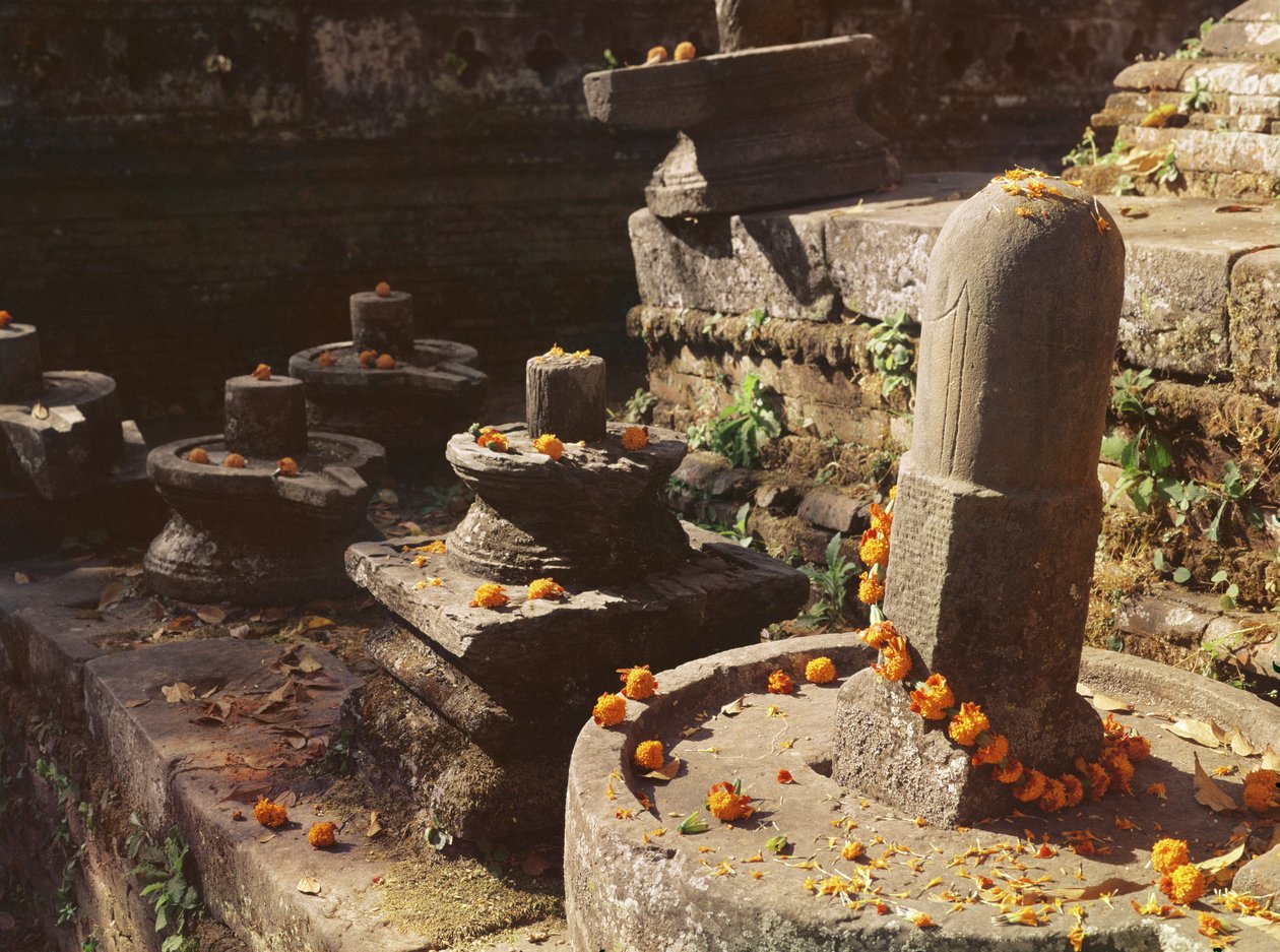 Shiva lingams vid Pashupatinath-templet av Nepalese School