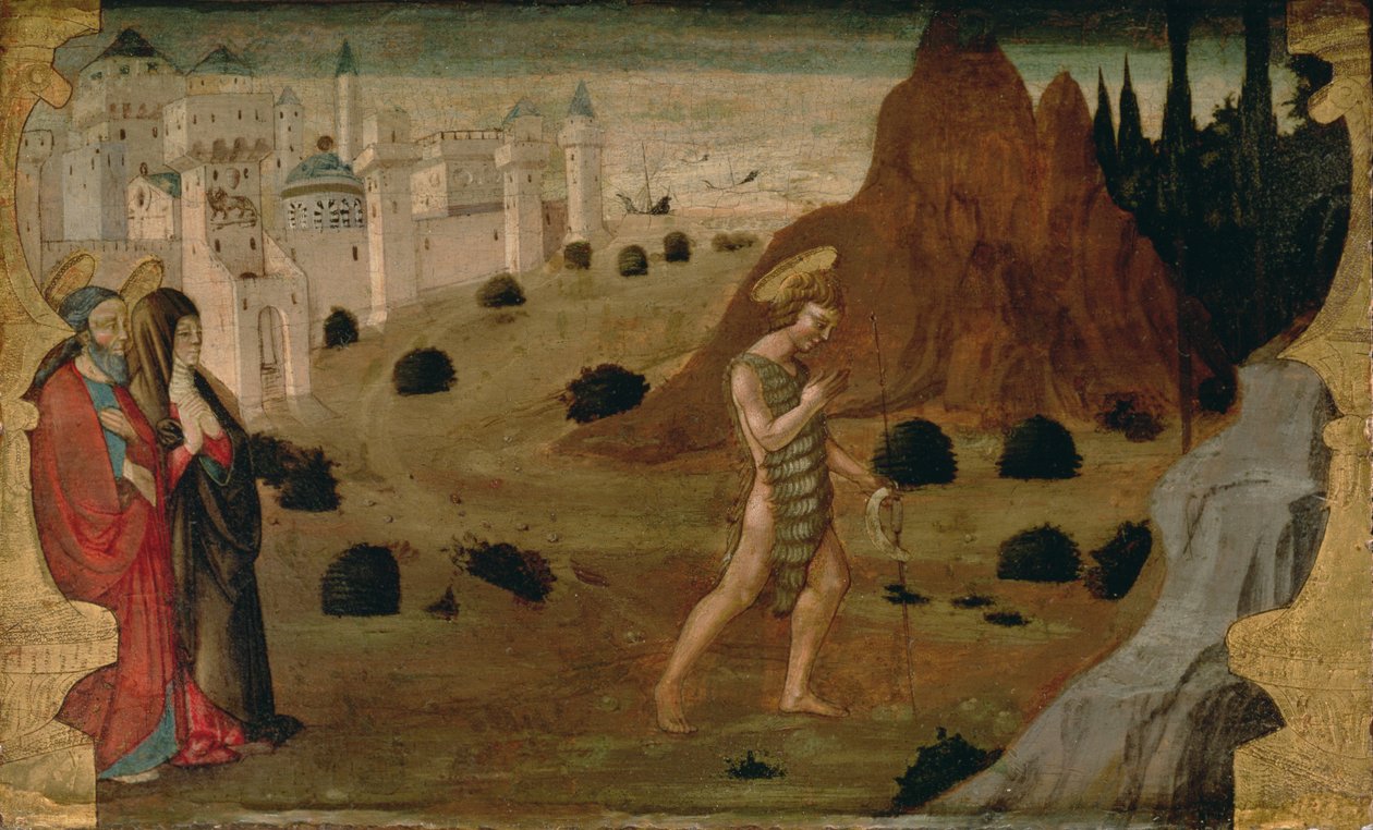 Johannes Döparen på väg till öknen (tempera på panel) av Neri di Bicci