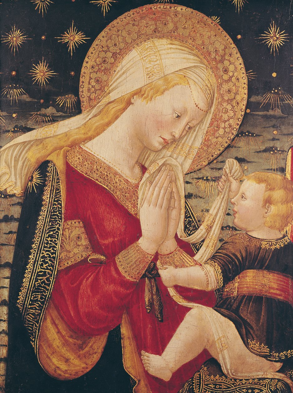 Jomfru og Barn (tempera på panel) swed av Neri di Bicci