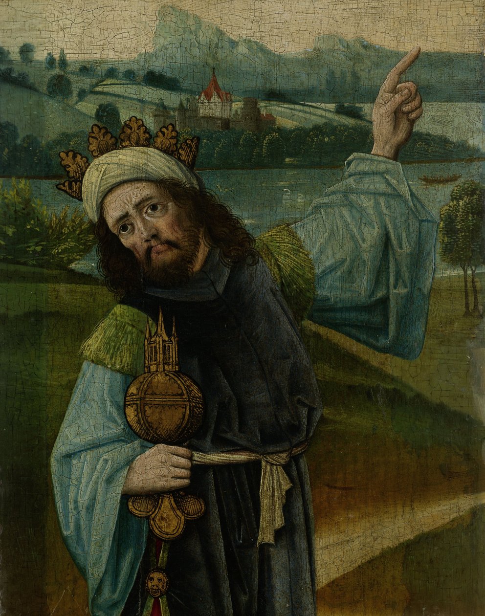 Kung Melchior, en av de tre männen, pekar på stjärnan, ca. 1480-90 av Netherlandish School