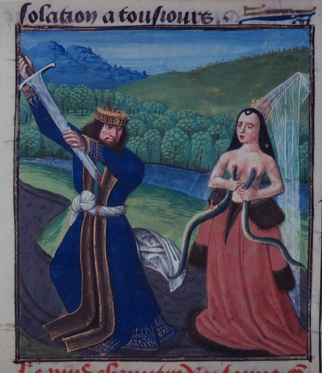 Anthony och Cleopatras död, ca 1470 (vellum) av Netherlandish School