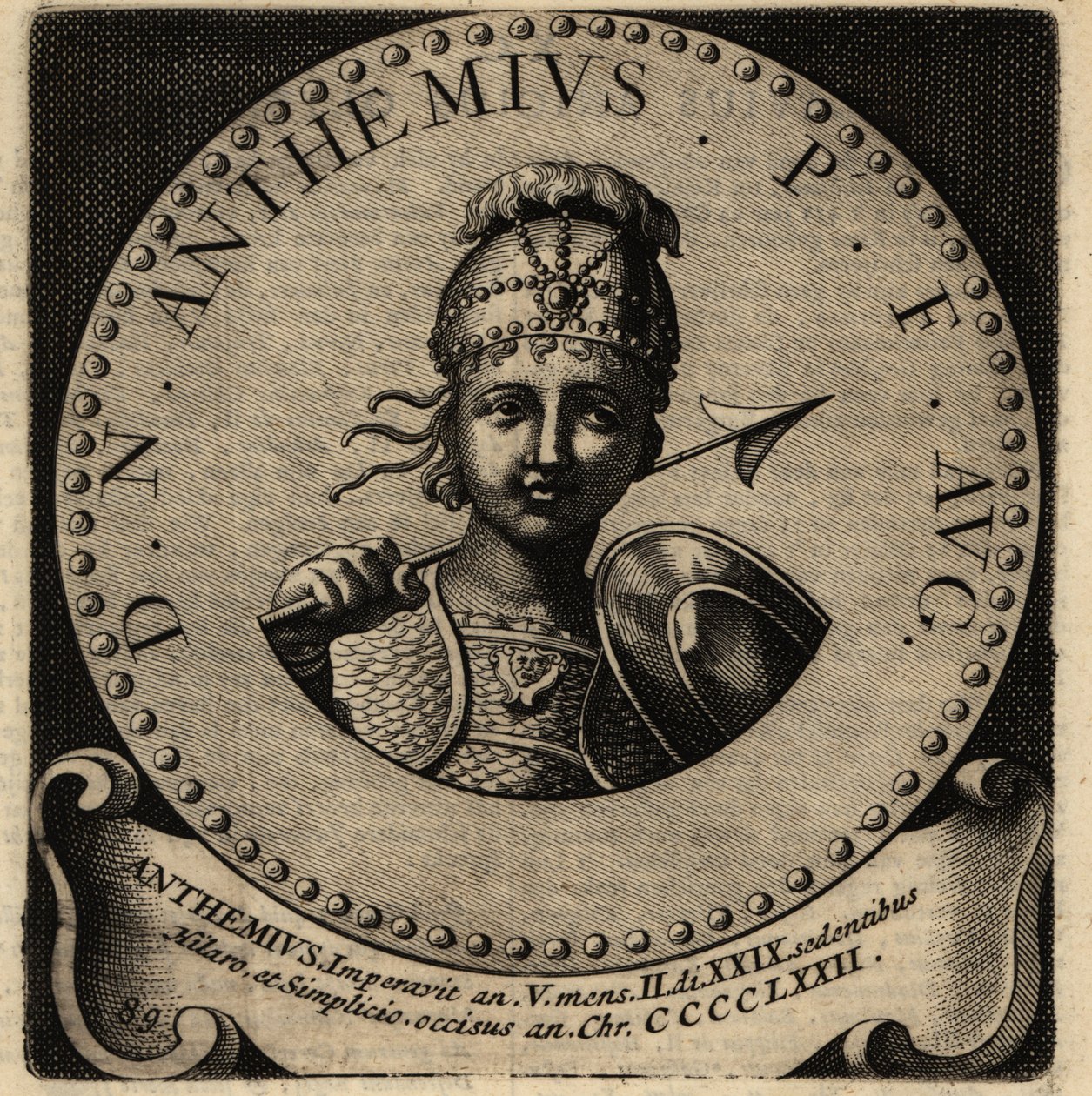 Porträtt av den romerske kejsaren Anthemius. av Netherlandish School