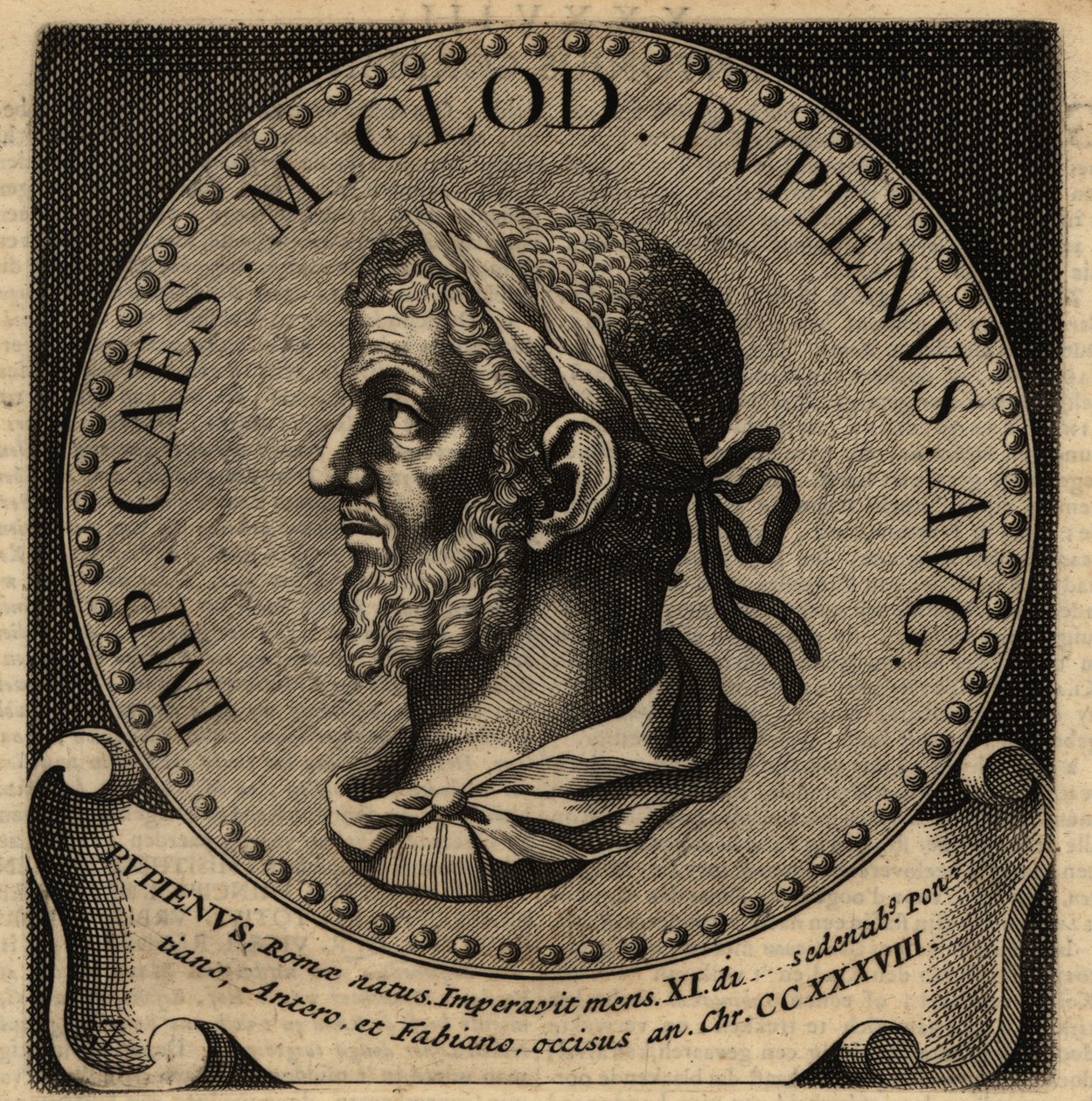 Porträtt av den romerske kejsaren Pupienus. av Netherlandish School