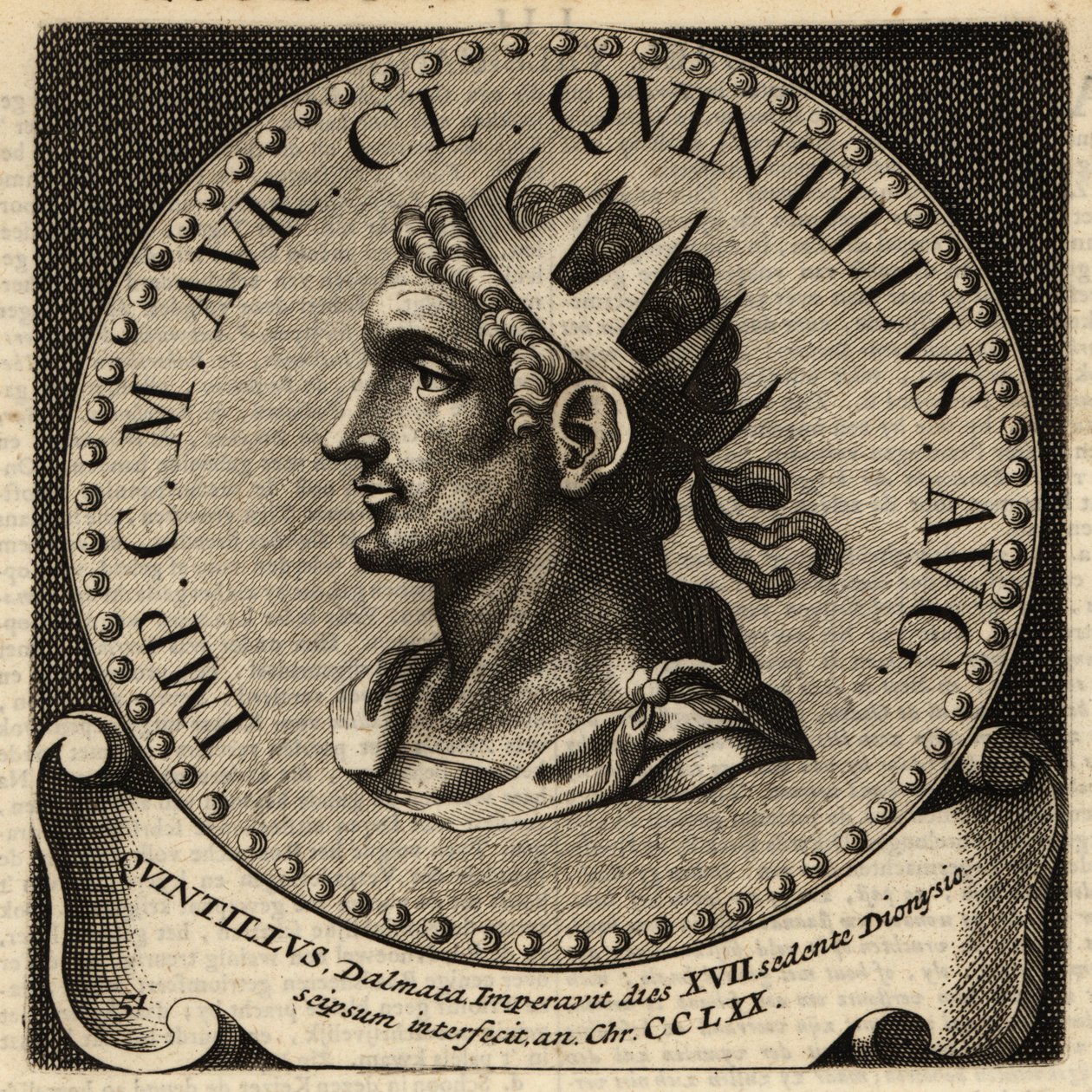 Porträtt av den romerske kejsaren Quintillus. av Netherlandish School