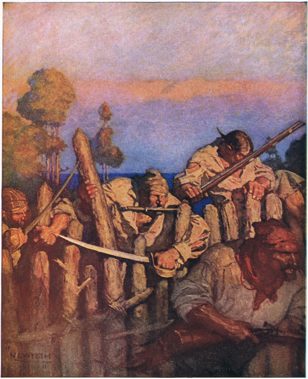 Attacken på kvartershuset: De inackorderade svärmade över staketet som apor. av Newell Convers Wyeth
