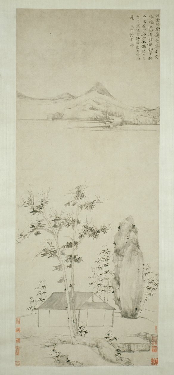 Poetiska tankar i en skogspaviljong 林堂詩思圖 av Ni Zan