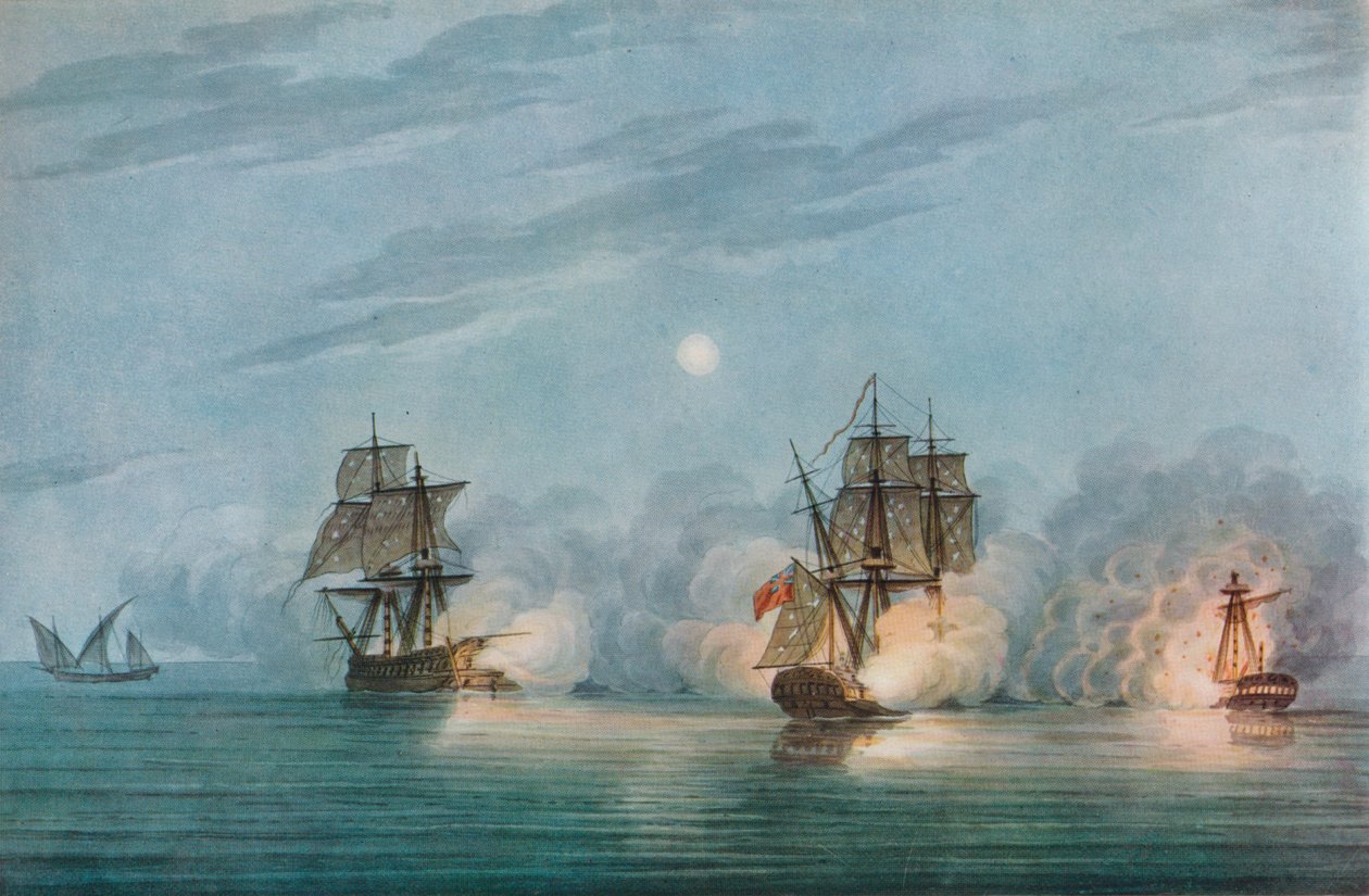 Fångst av Badere-I-Zaffér, c1809 av Nicholas Pocock