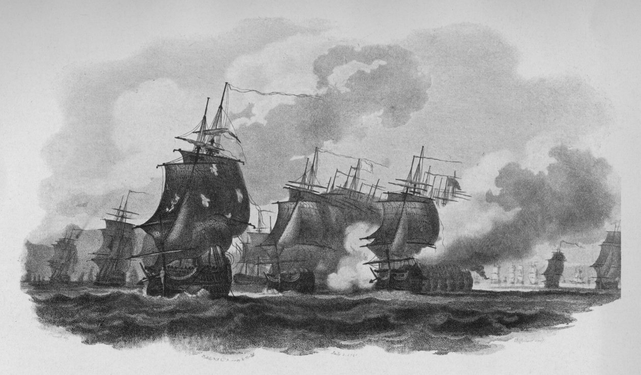 Förlovning utanför Dominica, c1782 av Nicholas Pocock