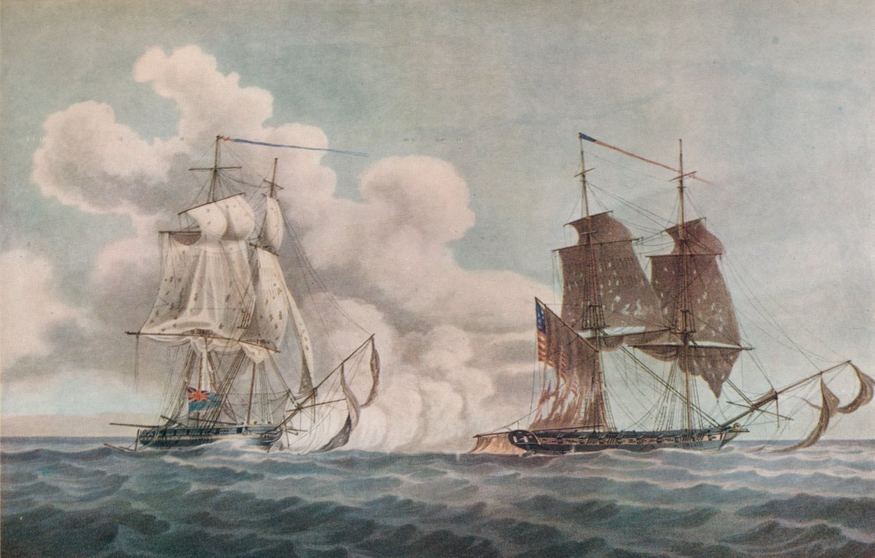 Packet Boat and Privateer, c1819 av Nicholas Pocock