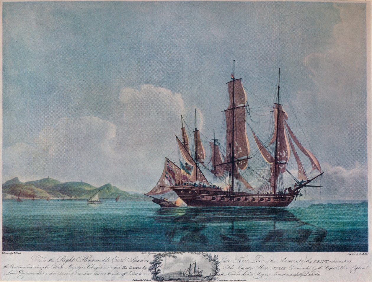 The Speedy och El Gamo, c1802 av Nicholas Pocock